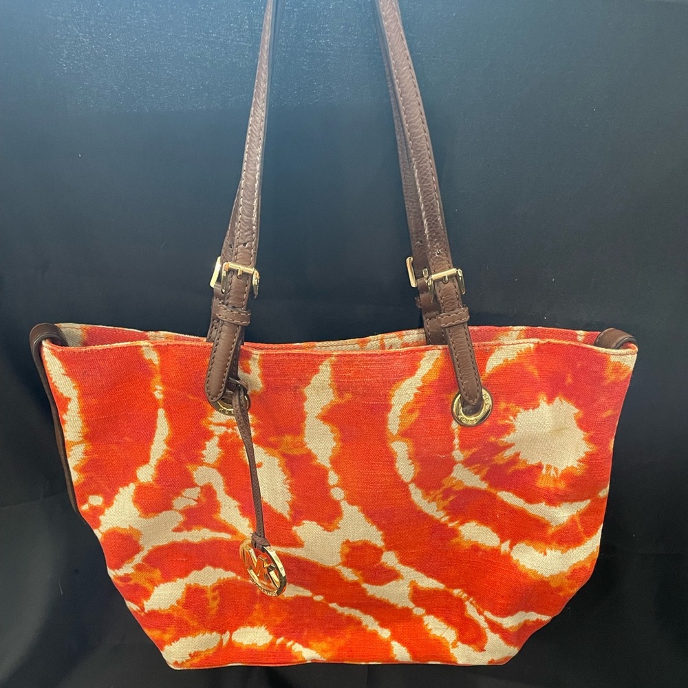 Michael Kors Vibrant Orange Tie-Dye Tote Bag